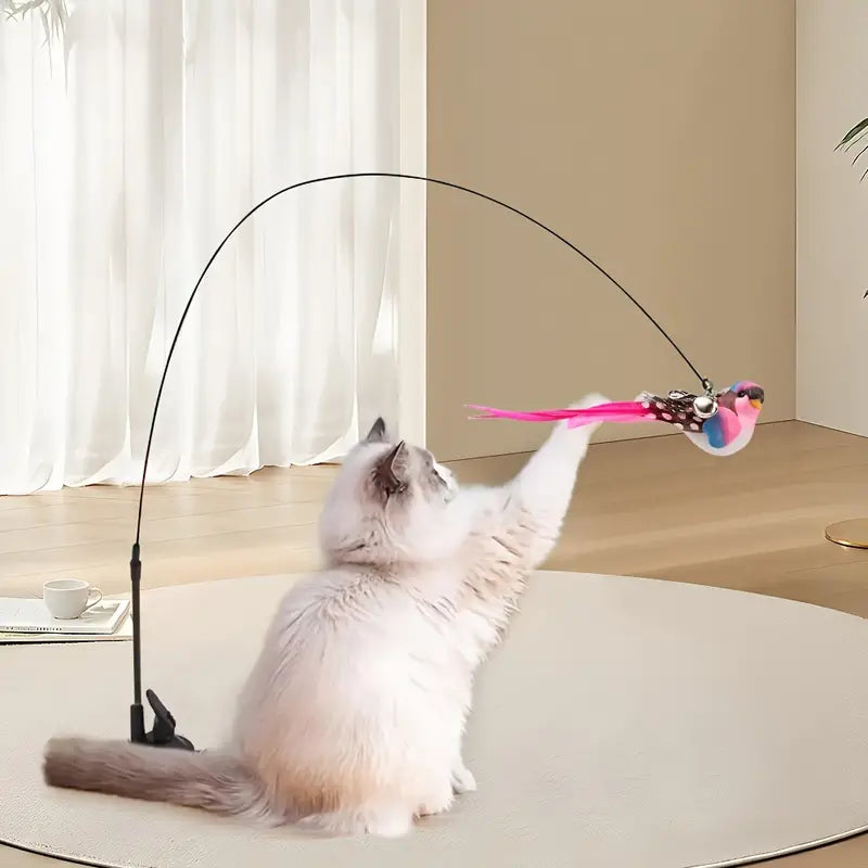 Interactive Bird-Shaped Cat Wand Toy